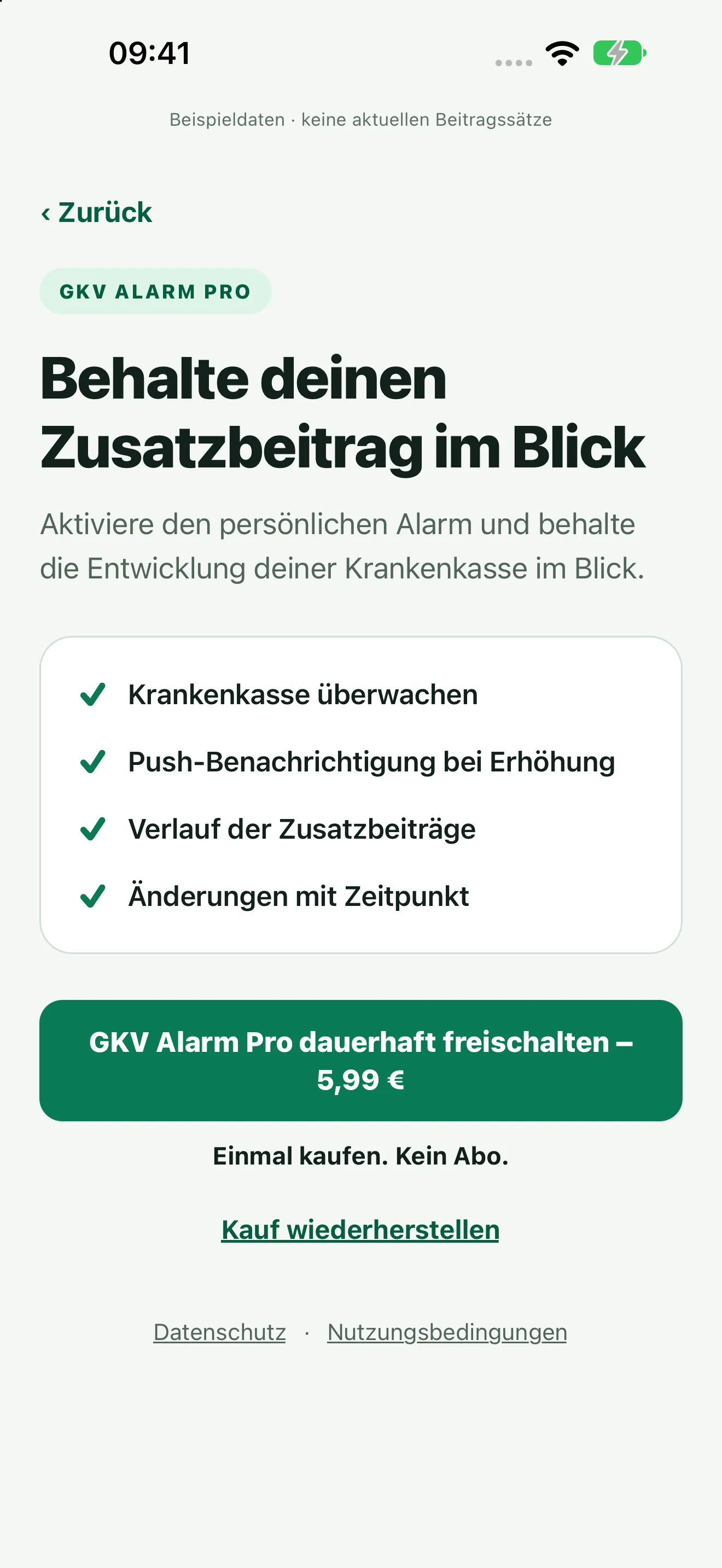 GKV Alarm Pro: Einmalkauf für 5,99 Euro, kein Abo